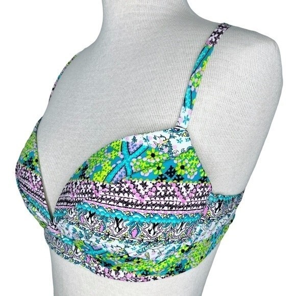Victoria's Secret Bikini Top 36C * The Angel Convertible Underwire Paisley Swim - Picture 2 of 9